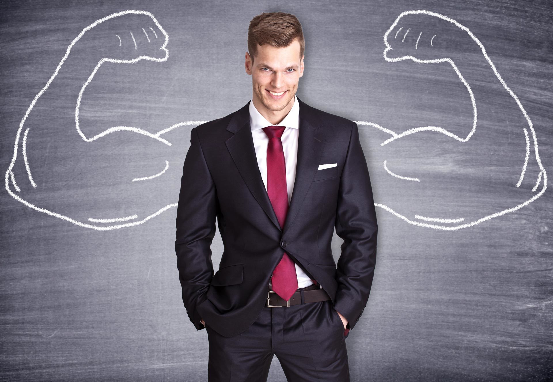 Starker Mann zeigt Fitness Motivation